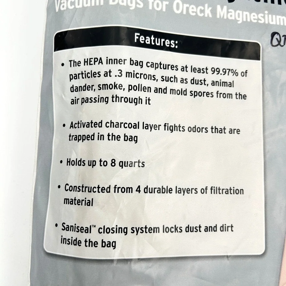 Oreck‎ Magnesium HEPA Odor Fighting Vacuum Bags Type LW LWPK60H 4-Pack Tan